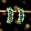 14K GOLD 3.21 CTW VIVID GREEN NATURAL EMERALD & SAPPHIRE EARRINGS