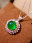 14K GOLD 9.61 CTW VIVID GREEN NATURAL EMERALD & DIAMOND PENDANT