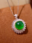 14K GOLD 9.61 CTW VIVID GREEN NATURAL EMERALD & DIAMOND PENDANT