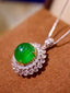 14K GOLD 9.61 CTW VIVID GREEN NATURAL EMERALD & DIAMOND PENDANT