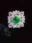 14K GOLD 2.00 CT VIVID GREEN NATURAL EMERALD & DIAMOND RING