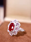 14K GOLD 3.97 CTW NATURAL RUBY & DIAMOND RING