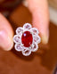 14K GOLD 3.97 CTW NATURAL RUBY & DIAMOND RING