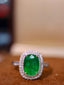 14K GOLD 2.31 CTW VIVID GREEN NATURAL EMERALD & DIAMOND RING