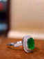 14K GOLD 2.31 CTW VIVID GREEN NATURAL EMERALD & DIAMOND RING