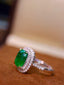 14K GOLD 2.31 CTW VIVID GREEN NATURAL EMERALD & DIAMOND RING