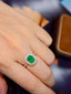 14K GOLD 2.31 CTW VIVID GREEN NATURAL EMERALD & DIAMOND RING