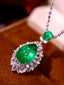 14K GOLD 5.44 CTW VIVID GREEN NATURAL EMERALD & DIAMOND PENDANT