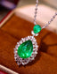 14K GOLD 5.44 CTW VIVID GREEN NATURAL EMERALD & DIAMOND PENDANT