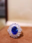 14K GOLD 4.63 CTW VIVID BLUE NATURAL SAPPHIRE & DIAMOND RING