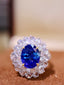 14K GOLD 4.63 CTW VIVID BLUE NATURAL SAPPHIRE & DIAMOND RING