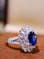 14K GOLD 4.63 CTW VIVID BLUE NATURAL SAPPHIRE & DIAMOND RING