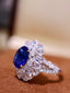 14K GOLD 4.63 CTW VIVID BLUE NATURAL SAPPHIRE & DIAMOND RING