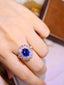 14K GOLD 4.63 CTW VIVID BLUE NATURAL SAPPHIRE & DIAMOND RING