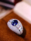 14K GOLD 3.23 CTW VIVID BLUE NATURAL SAPPHIRE & DIAMOND RING