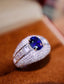 14K GOLD 3.23 CTW VIVID BLUE NATURAL SAPPHIRE & DIAMOND RING