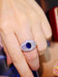 14K GOLD 3.23 CTW VIVID BLUE NATURAL SAPPHIRE & DIAMOND RING