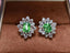 14K GOLD 3.40 CTW NATURAL TSAVORITE & DIAMOND EARRINGS