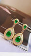 14K GOLD 2.58 CTW VIVID GREEN NATURAL EMERALD & DIAMOND EARRINGS