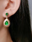 14K GOLD 2.58 CTW VIVID GREEN NATURAL EMERALD & DIAMOND EARRINGS