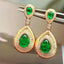 14K GOLD 2.58 CTW VIVID GREEN NATURAL EMERALD & DIAMOND EARRINGS