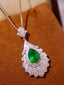 14K GOLD 3.11 CTW VIVID GREEN NATURAL EMERALD & DIAMOND PENDANT