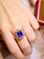 14K GOLD 5.47 CTW VIVID BLUE NATURAL SAPPHIRE & DIAMOND RING