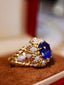 14K GOLD 5.47 CTW VIVID BLUE NATURAL SAPPHIRE & DIAMOND RING