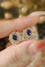 14K GOLD 3.16 CTW NATURAL SAPPHIRE & SAPPHIRE EARRINGS