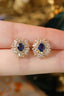 14K GOLD 3.16 CTW NATURAL SAPPHIRE & SAPPHIRE EARRINGS