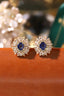 14K GOLD 3.16 CTW NATURAL SAPPHIRE & SAPPHIRE EARRINGS