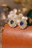 14K GOLD 3.16 CTW NATURAL SAPPHIRE & SAPPHIRE EARRINGS