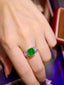 14K GOLD 3.96 CTW VIVID GREEN NATURAL EMERALD & DIAMOND RING