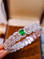 14K GOLD 2.34 CTW VIVID GREEN NATURAL EMERALD & DIAMOND BANGLE