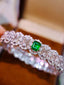 14K GOLD 2.34 CTW VIVID GREEN NATURAL EMERALD & DIAMOND BANGLE