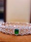 14K GOLD 2.34 CTW VIVID GREEN NATURAL EMERALD & DIAMOND BANGLE