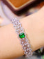 14K GOLD 2.34 CTW VIVID GREEN NATURAL EMERALD & DIAMOND BANGLE