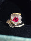 14K GOLD 1.15 CT VIVID RED NATURAL RUBY & DIAMOND RING