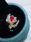 14K GOLD 1.15 CT VIVID RED NATURAL RUBY & DIAMOND RING