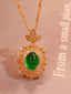 14K GOLD 1.78 CTW VIVID GREEN NATURAL EMERALD & DIAMOND PENDANT