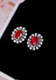 14K GOLD 2.43 CTW VIVID RED NATURAL RUBY & DIAMOND EARRINGS