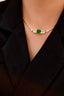 14K GOLD 5.30 CTW VIVID GREEN NATURAL EMERALD & DIAMOND NECKLACE