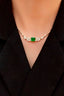 14K GOLD 5.30 CTW VIVID GREEN NATURAL EMERALD & DIAMOND NECKLACE