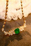 14K GOLD 5.30 CTW VIVID GREEN NATURAL EMERALD & DIAMOND NECKLACE