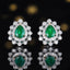 14K GOLD 0.83 CTW VIVID GREEN NATURAL EMERALD & DIAMOND EARRINGS