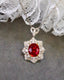 14K GOLD 1.30 CTW NATURAL RUBY & DIAMOND PENDANT