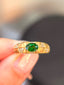 14K GOLD 0.76 CTW VIVID GREEN NATURAL TSAVORITE & DIAMOND RING