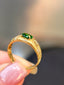 14K GOLD 0.76 CTW VIVID GREEN NATURAL TSAVORITE & DIAMOND RING