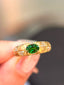 14K GOLD 0.76 CTW VIVID GREEN NATURAL TSAVORITE & DIAMOND RING