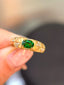 14K GOLD 0.76 CTW VIVID GREEN NATURAL TSAVORITE & DIAMOND RING